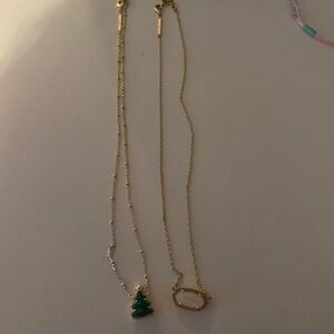 Gold Plated Women’s Necklace with Green Enamel Christmas Tree Charm